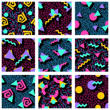Set of vibrant geometric patterns clipart