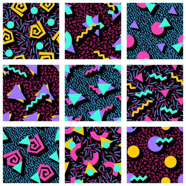 Conjunto de patrones geométricos vibrantes — Archivo Imágenes Vectoriales