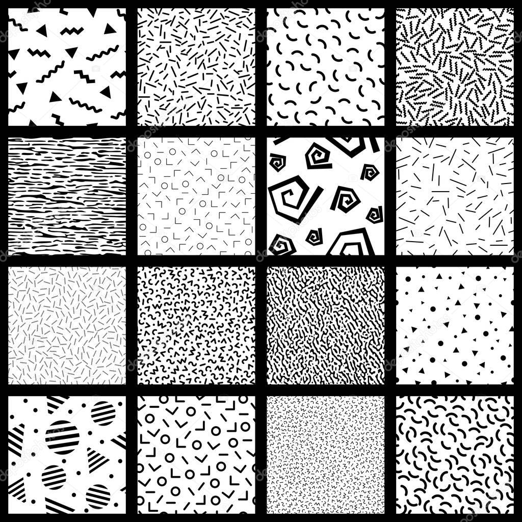 Set of basic memphis style patterns