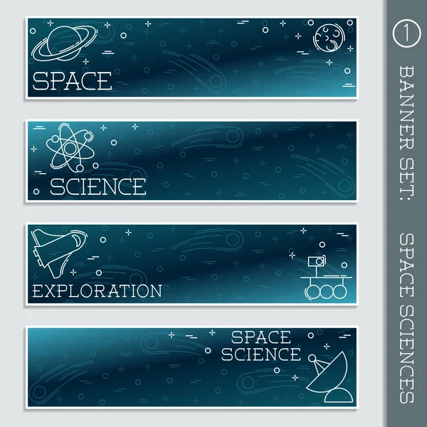 Conjunto de pancartas de Ciencia Espacial — Vector de stock