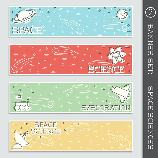 Space wetenschap banner set — Stockvector