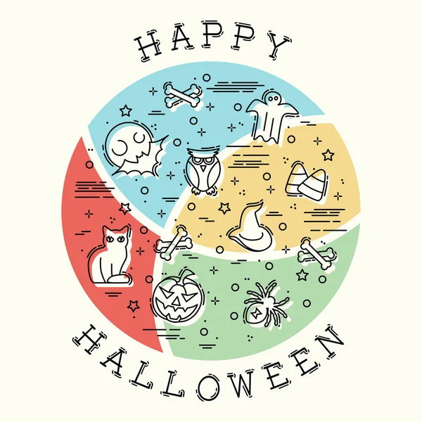 Kulaté Halloween ilustrace — Stockový vektor