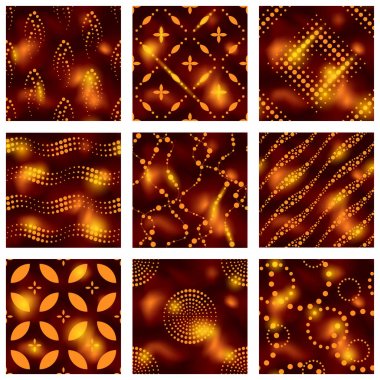 9 zarif detaylı kahverengi ve turuncu Dikişsiz desen batik kumaş baskılar gibi görünmek için yapılmış. 