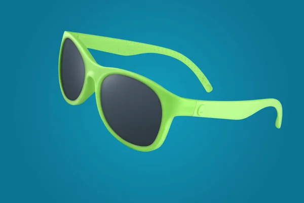 Closeup Stylish Green Shades Sunny Summer Weather Isolated Blue Background — Stock Photo, Image