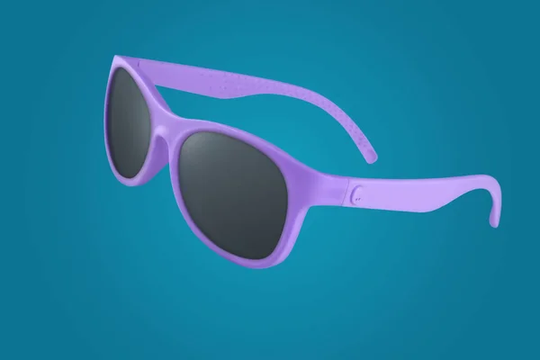 Closeup Stylish Purple Shades Sunny Summer Weather Isolated Blue Background — Stock Photo, Image