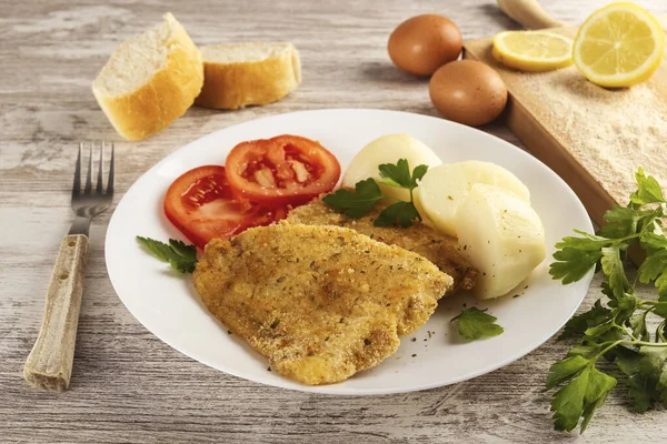 Closeup Preparation Healthy Fish Egg Breadcrumbs Cooked Oven Seasoned Fresh — Stock Photo, Image