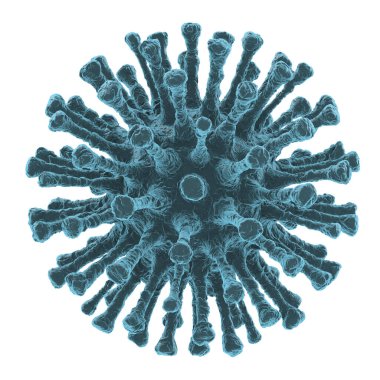 Beyaz arka planda Coronavirus Covid-19 'un mikroskop görüntüsü izole edildi. Coronavirus 2019-ncov enfeksiyonu. 3B görüntüleme.