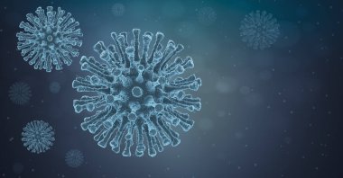 Çin 'in patojenik solunum virüsünün yüzen hücrelerinin mikroskobik görüntüsü. Coronavirus 2019-ncov enfeksiyonu. Tehlikeli Asya ncov coronavirüsü, bir salgına dönüştü. 3B görüntüleme.