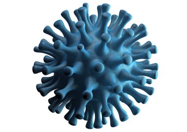 Mavi Coronavirus Covid-19 veya Ncov-2019 beyaz arka planda izole edilmiş. Salgına neden olan virüse yakın çekim. Çin 'in patojenik solunum virüsü. 3d resimleme.
