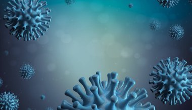 Coronavirus Covid-19 mu yoksa Ncov-2019 mu? Virüsün mikroskobik görüntüsü salgına neden oldu. Çin 'in patojenik solunum virüsü. 3d resimleme.