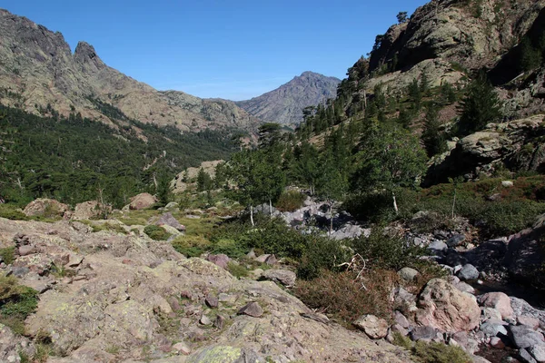 Hiking View Mountains Corsican Island Stock Image