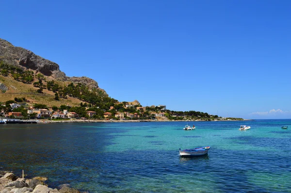Alan görünümünü Sferracavallo, Palermo, Sicilya kıyı şeridi, peyzaj, Akdeniz, İtalya, Avrupa