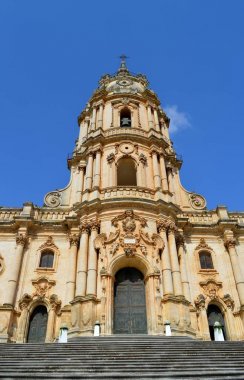 Duomo San Giorgio cephe, Modica, Ragusa, Sicilya, İtalya, Barok