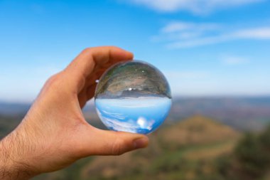 Lensball, Mazzarino, Caltanissetta, Sicilya, İtalya ve Avrupa 'daki Yeşil Vadi Peyzajı