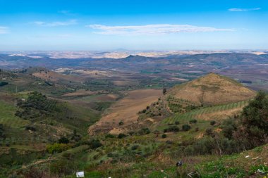 Mazzarino, Caltanissetta, Sicilya, İtalya, Avrupa 'dan Sicilya manzarası