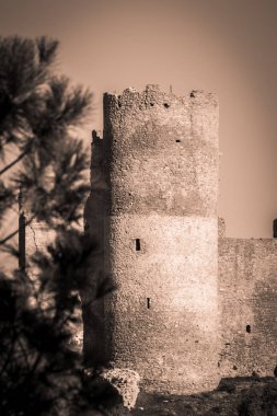 Mazzarino Ortaçağ Kalesi doğal çerçeve, Caltanissetta, Sicilya, İtalya, Avrupa ile görünüm