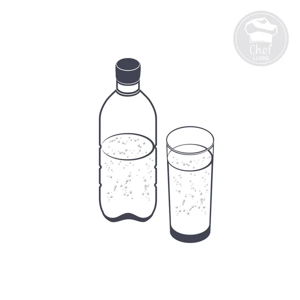 Agua carbonatada en una botella — Vector de stock