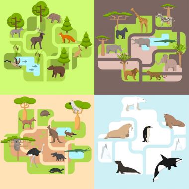 Animals of the world, a protected area, a hunting ground, a territory of the zoo