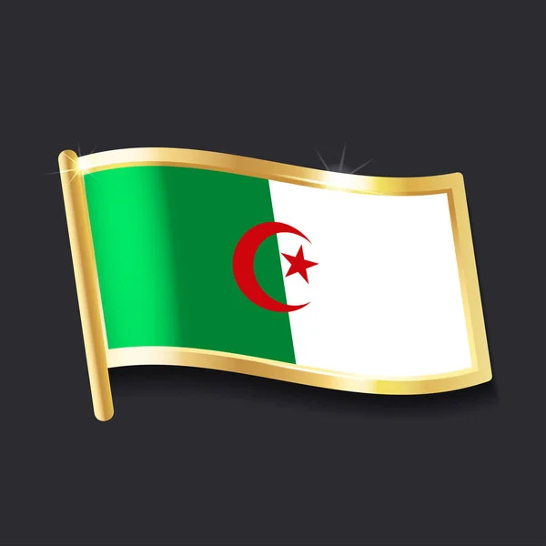 Drapeau Algérie Sous Forme Badge Image Plate — Image vectorielle