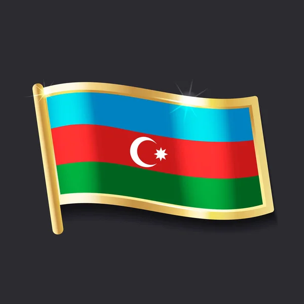 阿塞拜疆国旗以徽章 平面图的形式 — 图库矢量图片