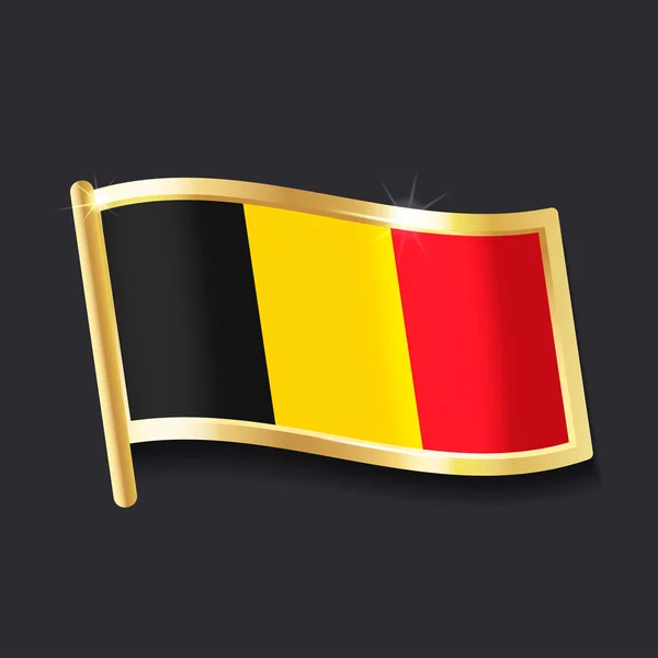 Flag Belgium Form Badge Flat Image — Stock Vector