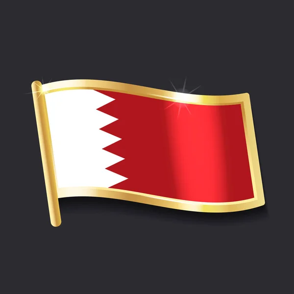 Bandeira Bahrein Sob Forma Crachá Imagem Plana — Vetor de Stock