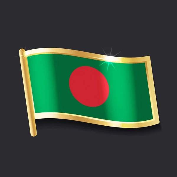 Flagge Von Bangladesh Form Von Abzeichen Flaches Bild — Stockvektor