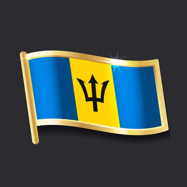 Bandeira Barbados Forma Crachá Imagem Plana — Vetor de Stock