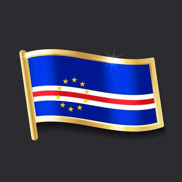 Bandeira Cabo Verde Sob Forma Crachá Imagem Plana — Vetor de Stock