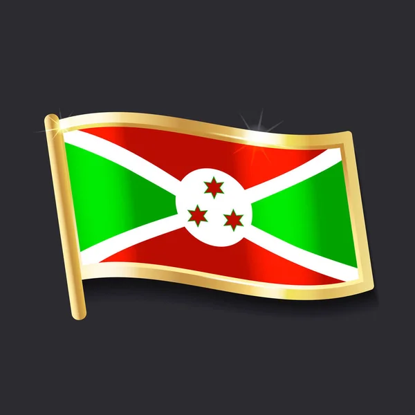 Vlag Van Burundi Vorm Van Badge Vlakke Afbeelding — Stockvector