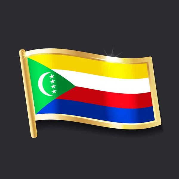科摩罗国旗以徽章 平面图的形式 — 图库矢量图片