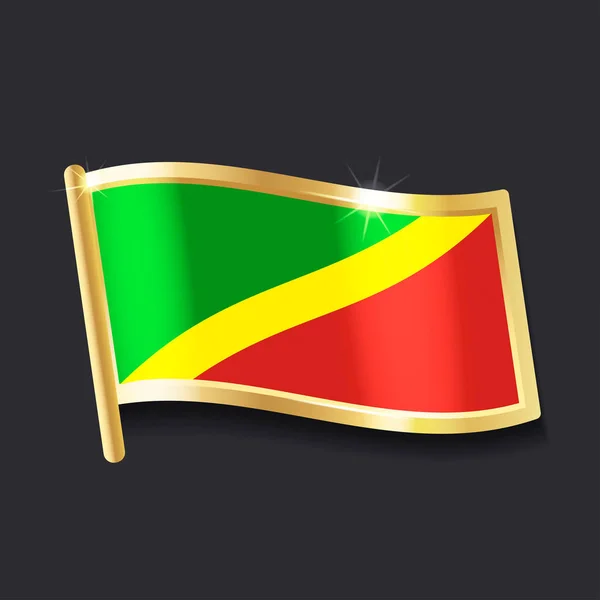 Flag Congo Form Badge Flat Image — Stock Vector