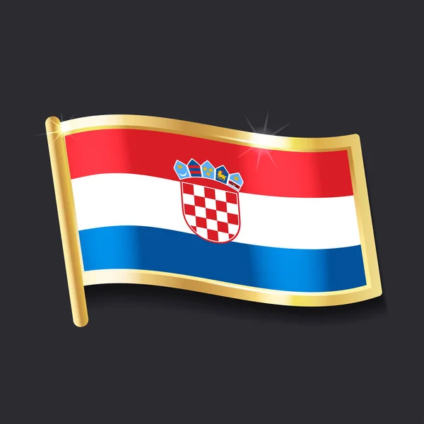 Flag Croatia Form Badge Flat Image — Stock Vector