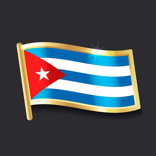 Bandeira Cuba Sob Forma Crachá Imagem Plana —  Vetores de Stock