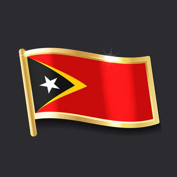 Bandeira Timor Leste Sob Forma Crachá Imagem Plana —  Vetores de Stock