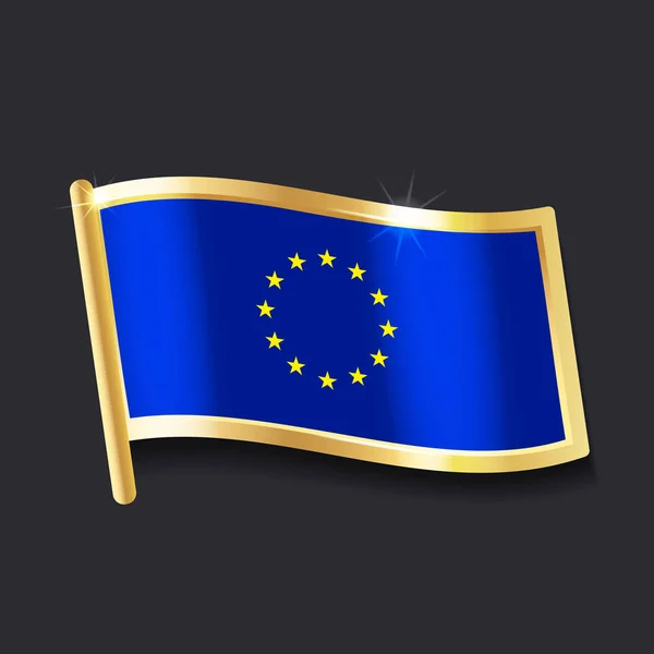 Flagge Der Europäischen Union Form Von Abzeichen Flachbild — Stockvektor