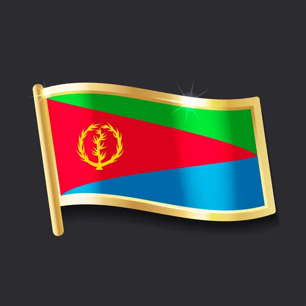 厄立特里亚国旗以徽章 平面图的形式 — 图库矢量图片