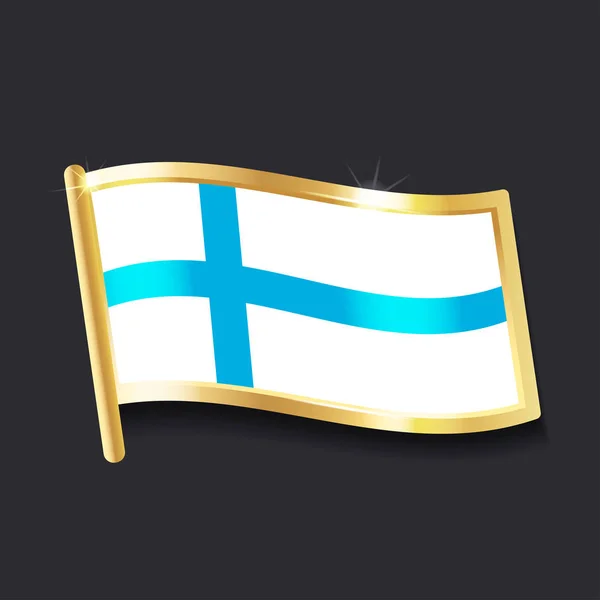 Bandera Finlandia Forma Insignia Imagen Plana — Vector de stock