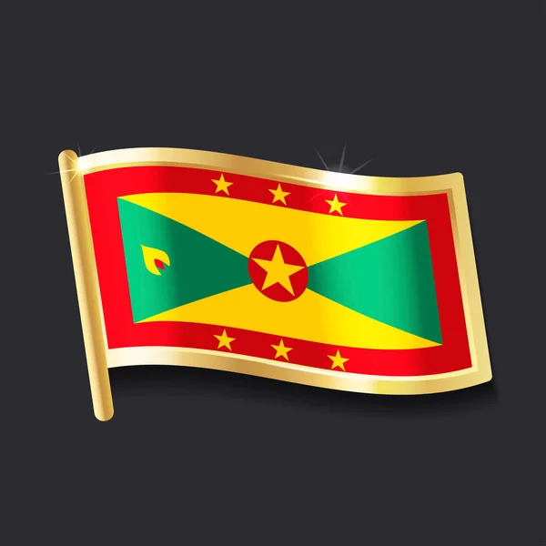 Rozet Düz Görüntü Şeklinde Grenada Bayrağı — Stok Vektör