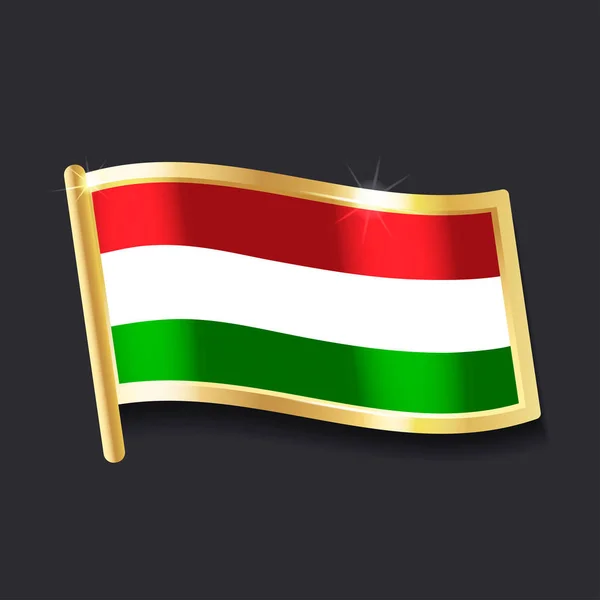 匈牙利的旗子以徽章的形式 平的图象 — 图库矢量图片