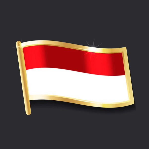 印度尼西亚的旗子以徽章的形式 平的图象 — 图库矢量图片