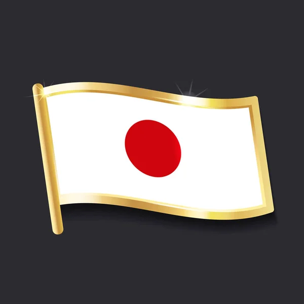 Flaga Japonii Formie Odznaka Płaski Obraz — Wektor stockowy