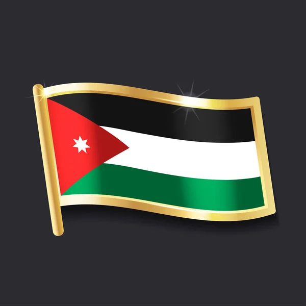 Bandeira Jordânia Sob Forma Crachá Imagem Plana — Vetor de Stock
