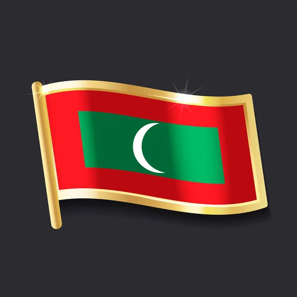 马尔代夫共和国国旗以徽章的形式 平的图象 — 图库矢量图片