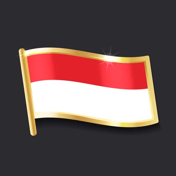 摩纳哥的旗子以徽章的形式 平的图象 — 图库矢量图片
