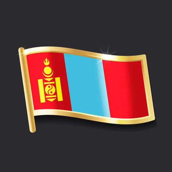 蒙古国旗以徽章 平面图的形式 — 图库矢量图片