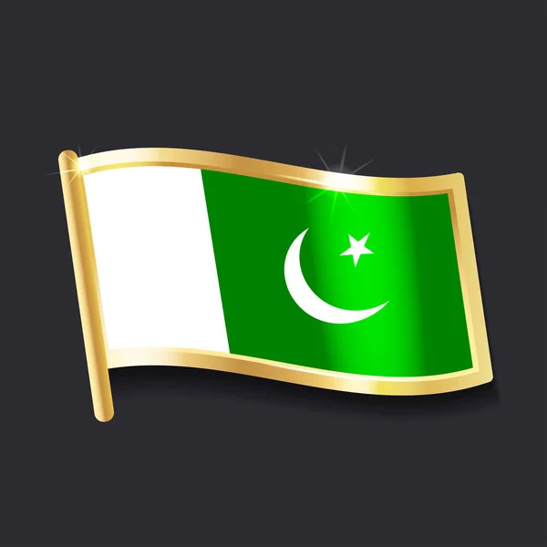 Bandeira Paquistão Sob Forma Crachá Imagem Plana — Vetor de Stock