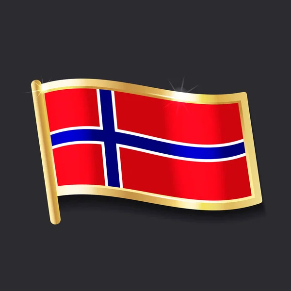 Bandera Noruega Forma Insignia Imagen Plana — Vector de stock