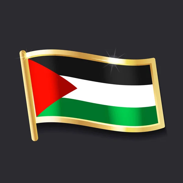 Bandera Palestina Forma Insignia Imagen Plana — Vector de stock