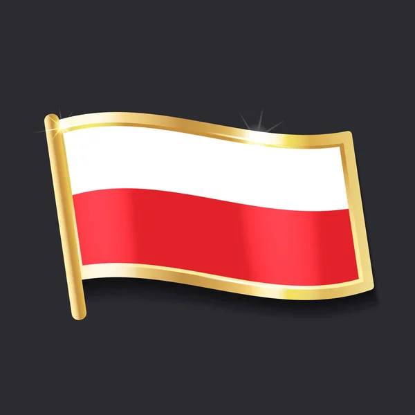 Bandeira Polónia Sob Forma Crachá Imagem Plana — Vetor de Stock